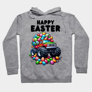 Happy Easter Monster Truck Easter Eggs Toddler Boys Hoodie